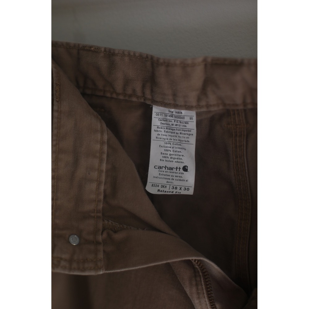 Carhartt B324 DKH Mens Relaxed Fit Carpenter Pants Dark Khaki 38x30 Cotton - Picture 4 of 8